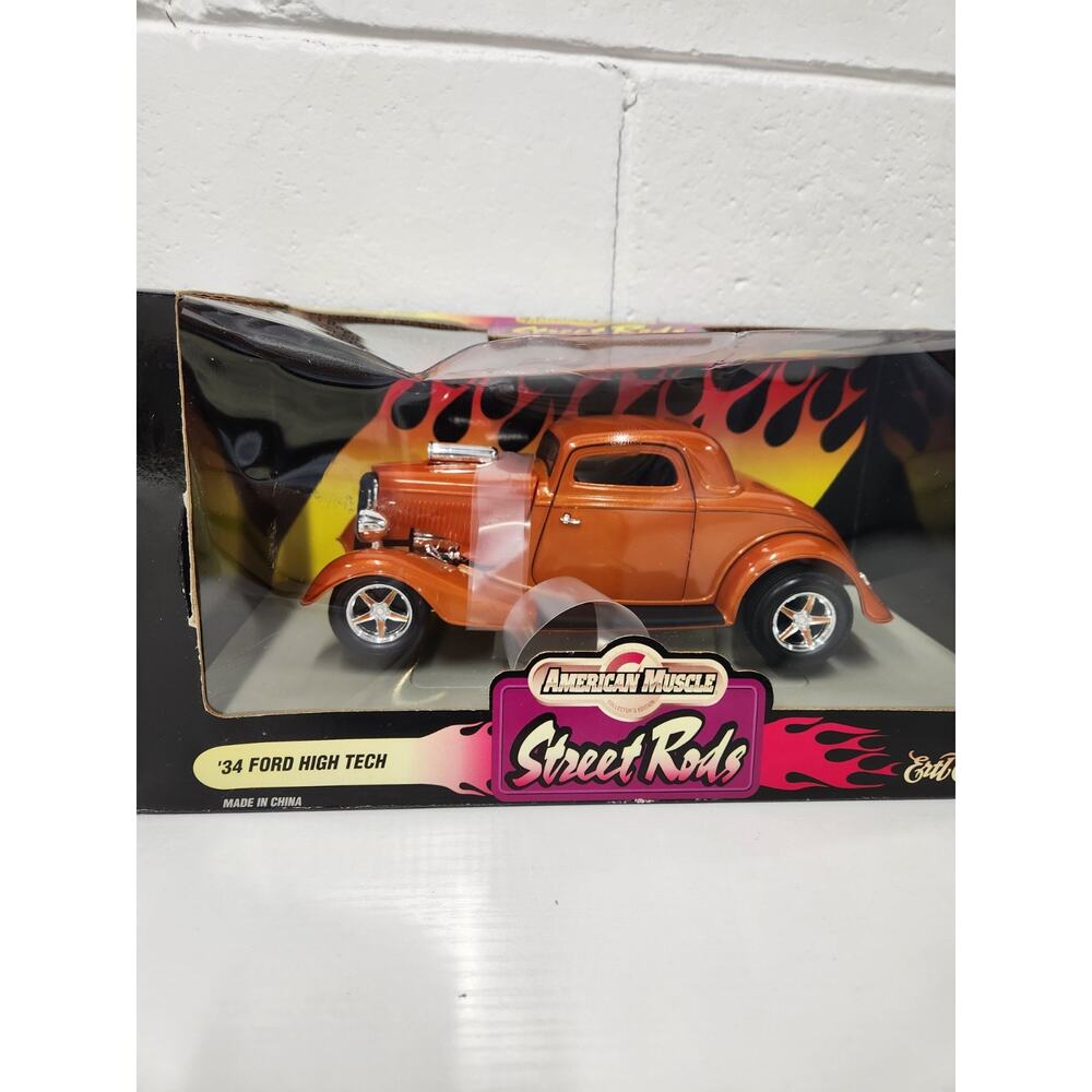 1998 Ertl American Muscle Street Rod 1934 Ford High Tech Cooper Car, Orange